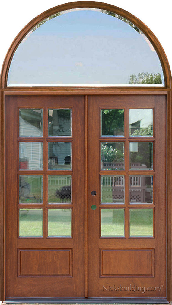 Double wood door with rectangular transom ⋆ Portatec