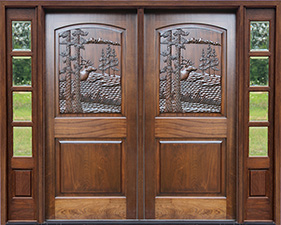 Elk Doors with 4 lite sidelights