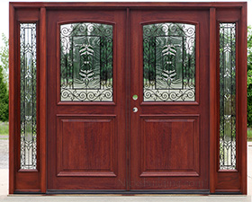 2 panel double doors with sidelites and Iron Classic Glass
