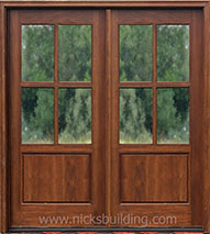 4 Lite Exterior Double Doors Seedy Glass