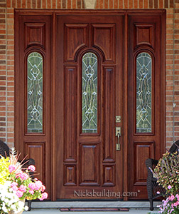 Mahogany entry door with sidelites for Pinterest