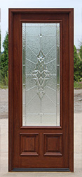 full lite mahogany door with frosted zinc glass
