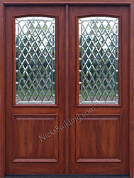 2 Panel Mahogany Double Doors with Chateau Glass