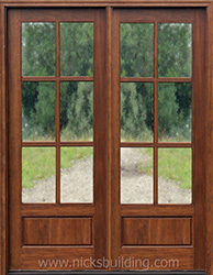6 Lite Exterior Double Doors Seedy Glass