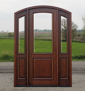 Bellagio arch top door with all clear beveled glass