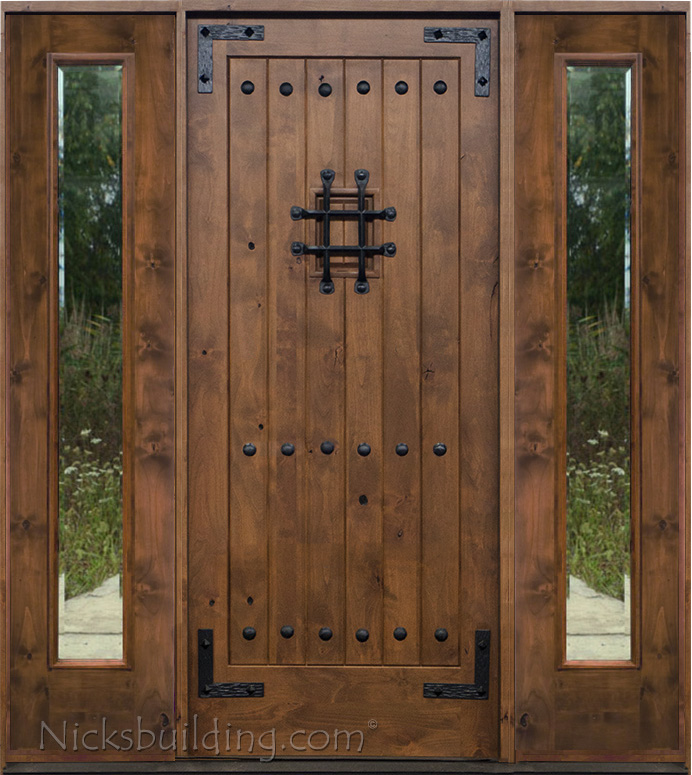 Exterior Rustic Doors SW-70 with 2 Sidelights