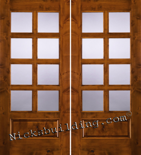 Knotty Alder Patio Doors with 8 Lite Clear Glass