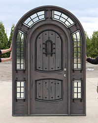 Rustic knotty alder door in grey finish