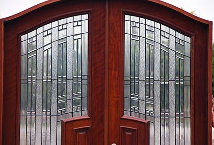 arched door glass closeup