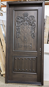 Carved Wood Doors with Family crest