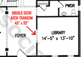 custom double doors with transom on blueprints