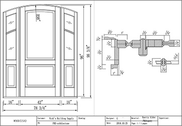 cad drawing for custom made arched top door