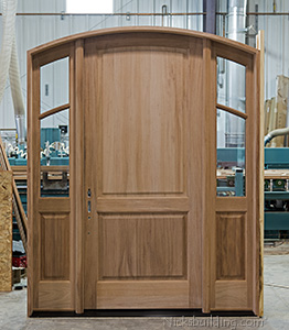 Custom Designed Exterior Door with Arched Top and Sidelights